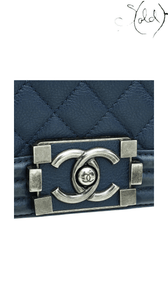 Chanel Boy Medium navy leather flap bag - view 10