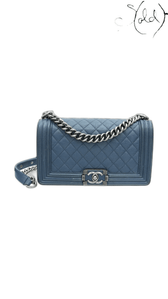 Chanel Boy Medium navy leather flap bag - view 1