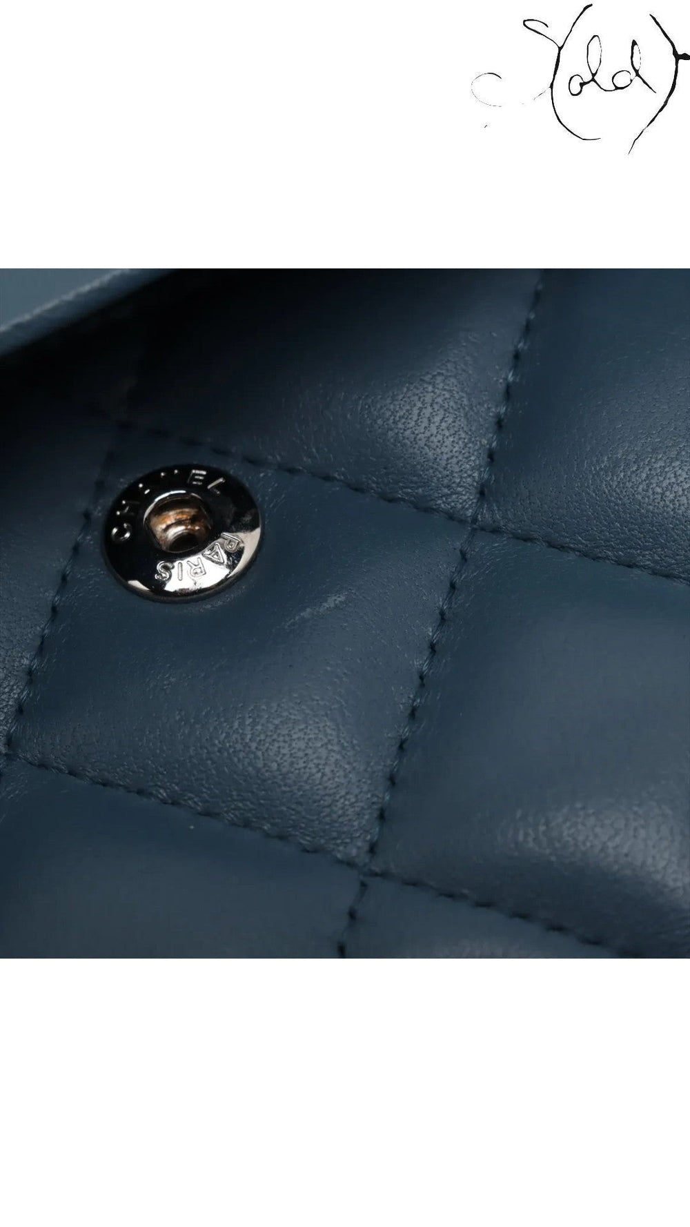Sold Attire blue lambskin Chanel Deca Matelasse 30 double flap bag with silver-tone CC turnlock closure and diamond quilting.