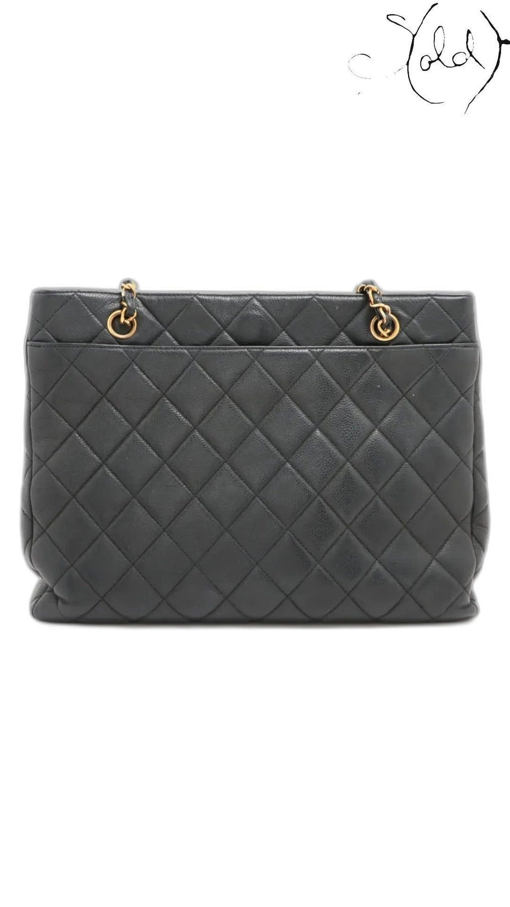 chanel matelasse caviar chain tote, detail view 1