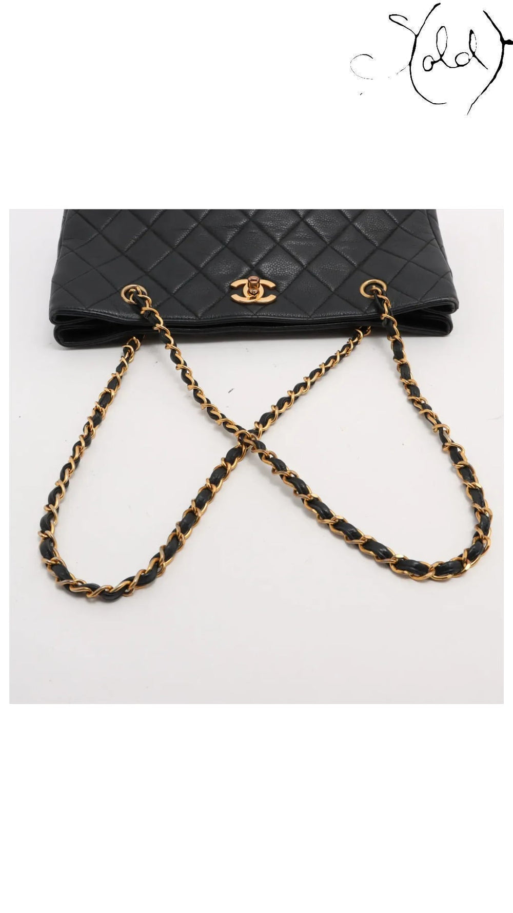 chanel matelasse caviar chain tote, detail view 4