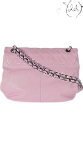 Sold Attire pastel purple lambskin Chanel Trianon messenger bag with diamond quilting and brushed gold chain strap.
