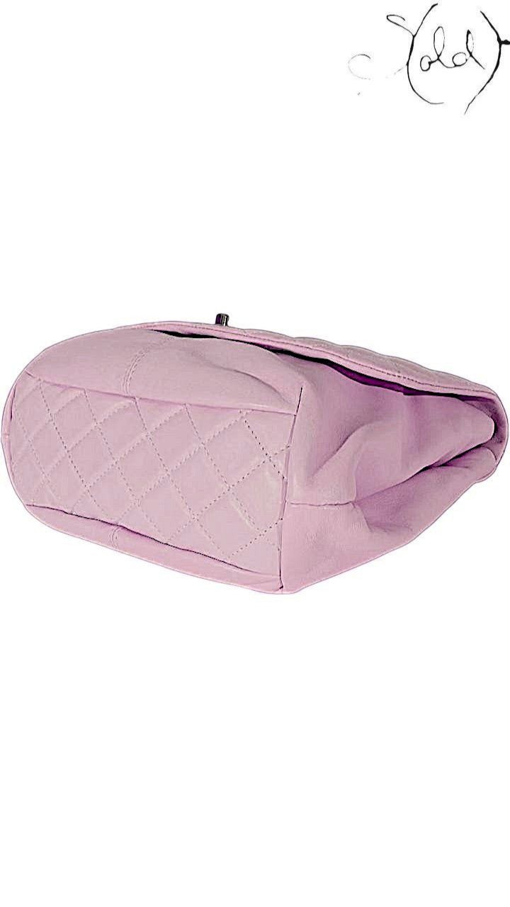 Sold Attire pastel purple lambskin Chanel Trianon Messenger bag with diamond quilting and brushed gold-tone hardware.