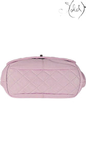 Sold Attire pastel purple lambskin Chanel Trianon Messenger large bag with diamond quilting and brushed gold-tone hardware.