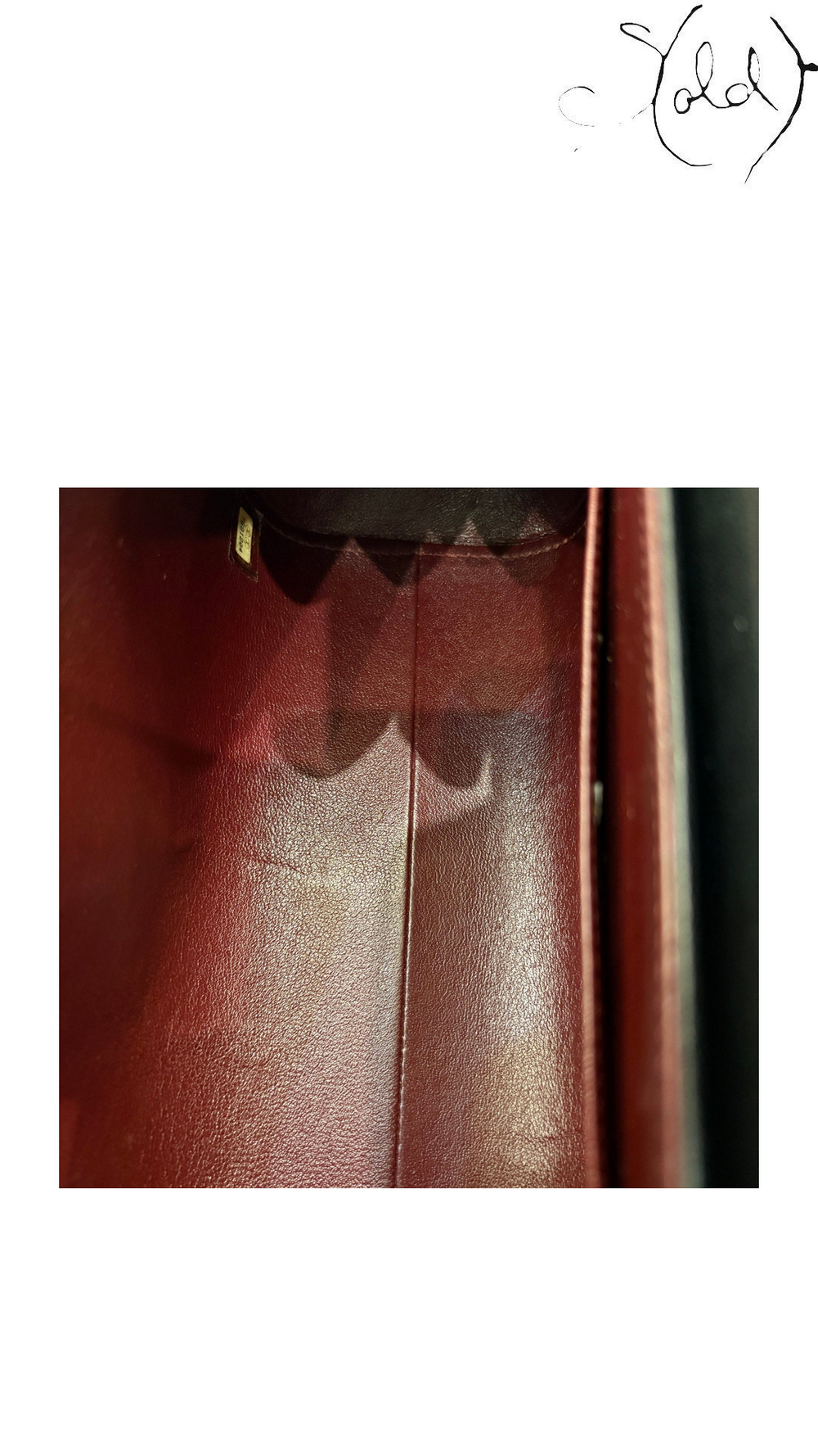 Chanel Accordion Flap Black Lambskin Shoulder Bag, burgundy interior detail