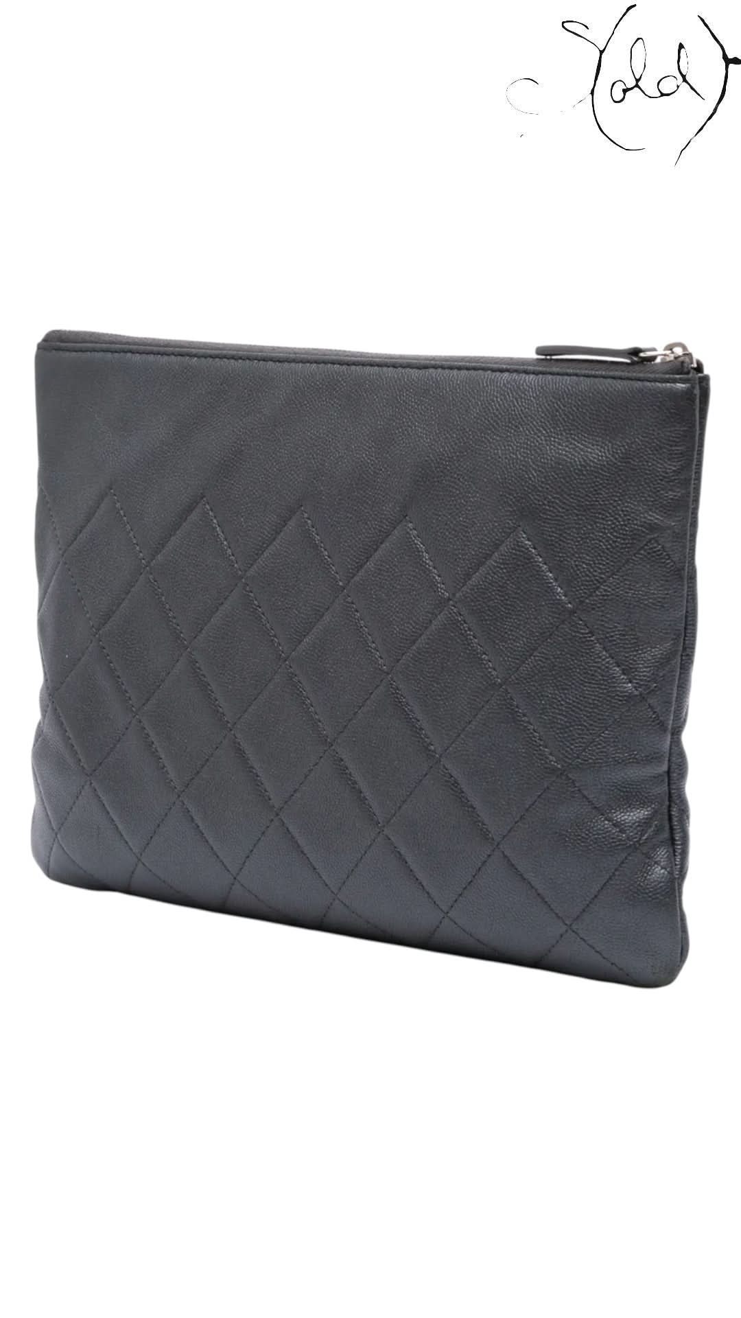 Chanel Clutch Chanel Black Quilted Caviar Leather Clutch 2017 - 2018 Made in Italy | Sold Attire