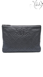 Chanel Black Quilted Caviar Leather Clutch 2017-2018 Made in Italy, Authenticated Pre-Owned | Sold Attire