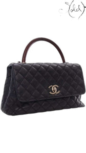 CHANEL Coco Handle Medium – Black Calfskin & Lizard Trim, Back view | Sold Attire