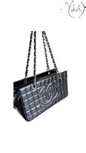 Chanel Choco Bar tote interior and detail image