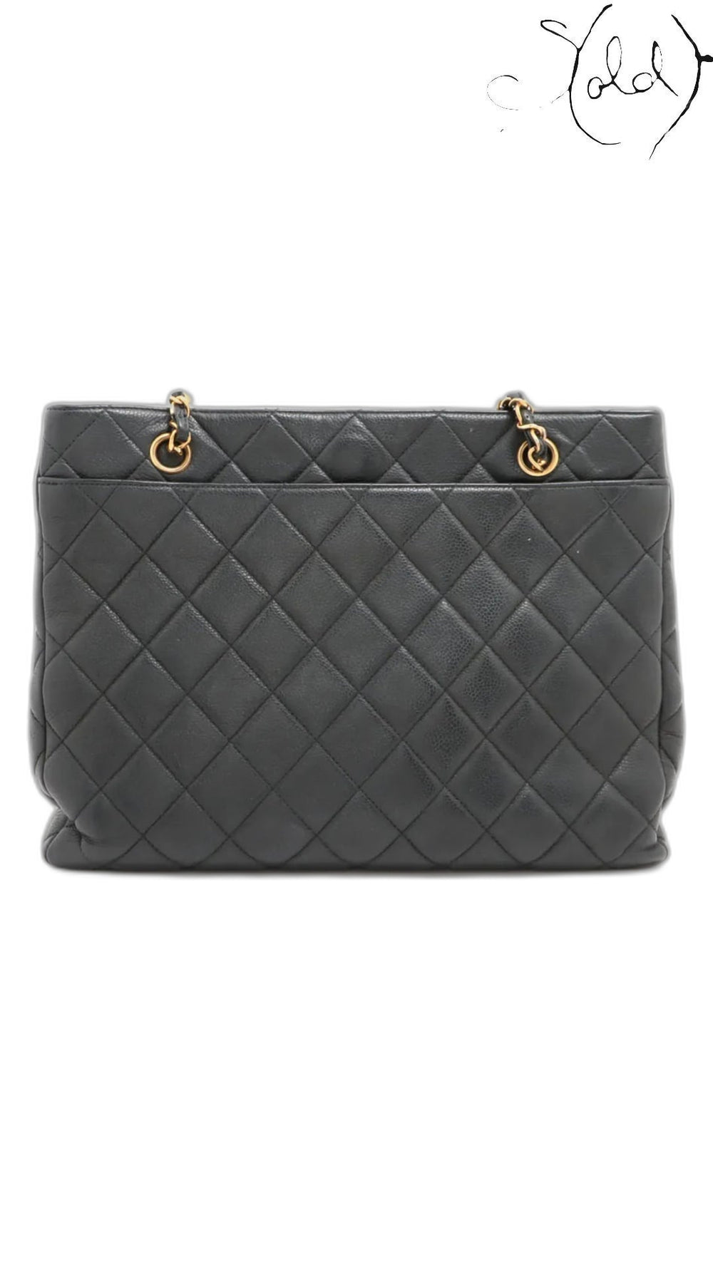 chanel matelasse caviar chain tote, detail view 1