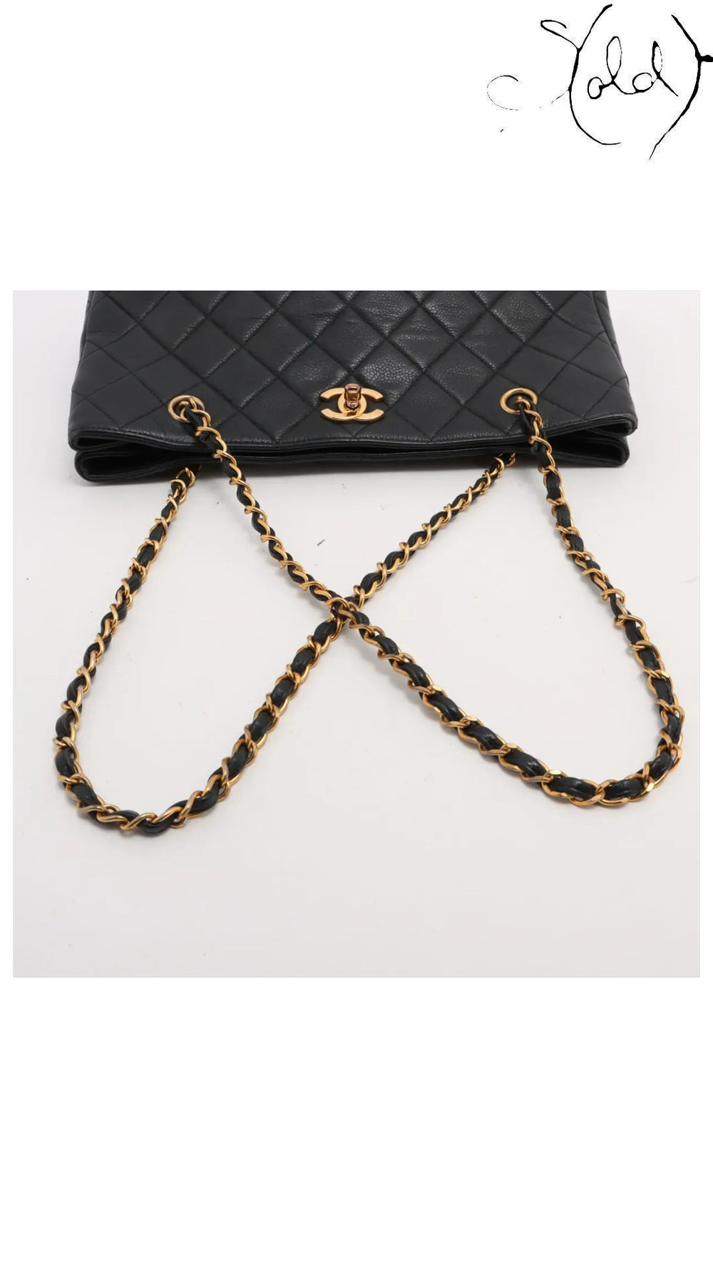 chanel matelasse caviar chain tote, detail view 4