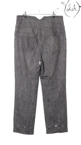 Chanel Coco Button Grey Cotton Denim Pants Size 40-42 Signature CC Hardware, Back view | Sold Attire