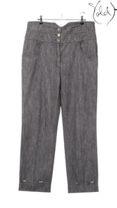 Chanel Coco Button Grey Cotton Denim Pants Size 40-42 Signature CC Hardware, Authenticated Pre-Owned | Sold Attire