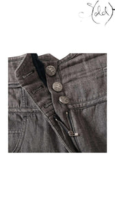 Chanel Coco Button Grey Cotton Denim Pants Size 40-42 Signature CC Hardware, Detail view | Sold Attire