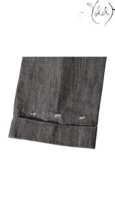 Chanel Coco Button Grey Cotton Denim Pants Size 40-42 Signature CC Hardware, Side view | Sold Attire