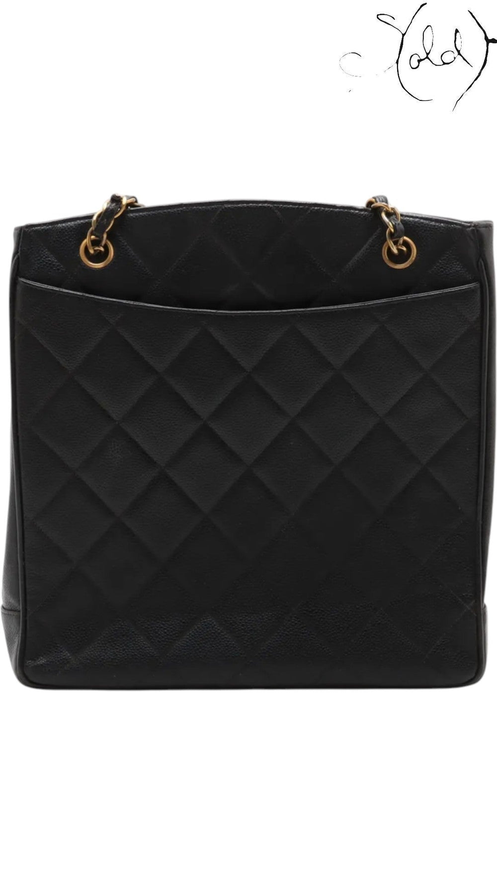 Chanel 1994 Caviar Tote Black Leather Series 1 Gold-Plated Hardware Vintage Icon, Back view | Sold Attire