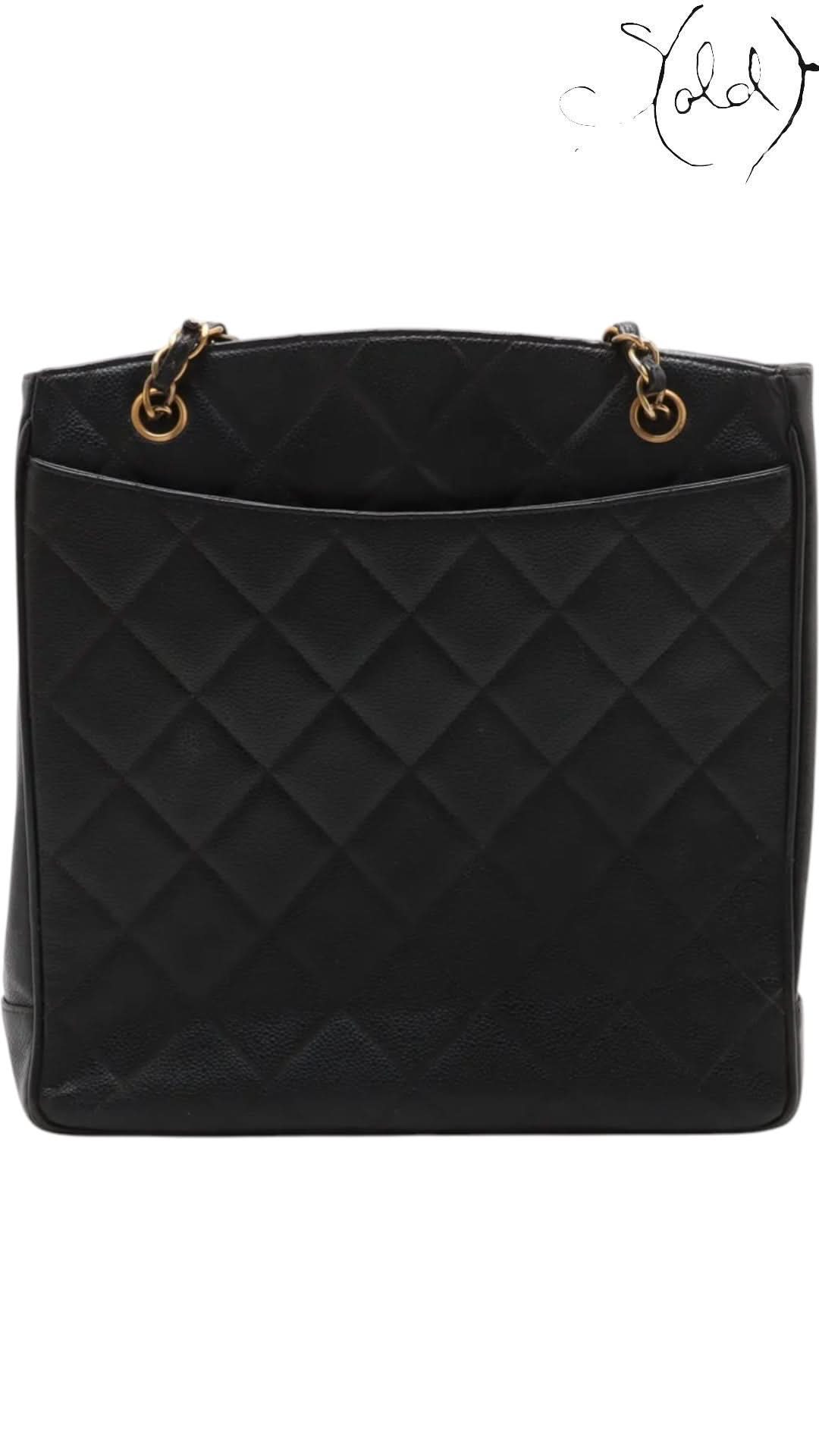 Chanel Shoulder Bag Chanel 1994 Caviar Tote Black Leather Series 1 Gold - Plated Hardware Vintage Icon | Sold Attire