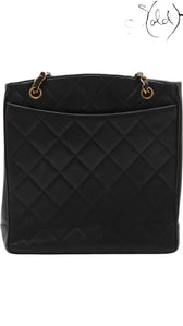 Chanel 1994 Caviar Tote Black Leather Series 1 Gold-Plated Hardware Vintage Icon, Back view | Sold Attire