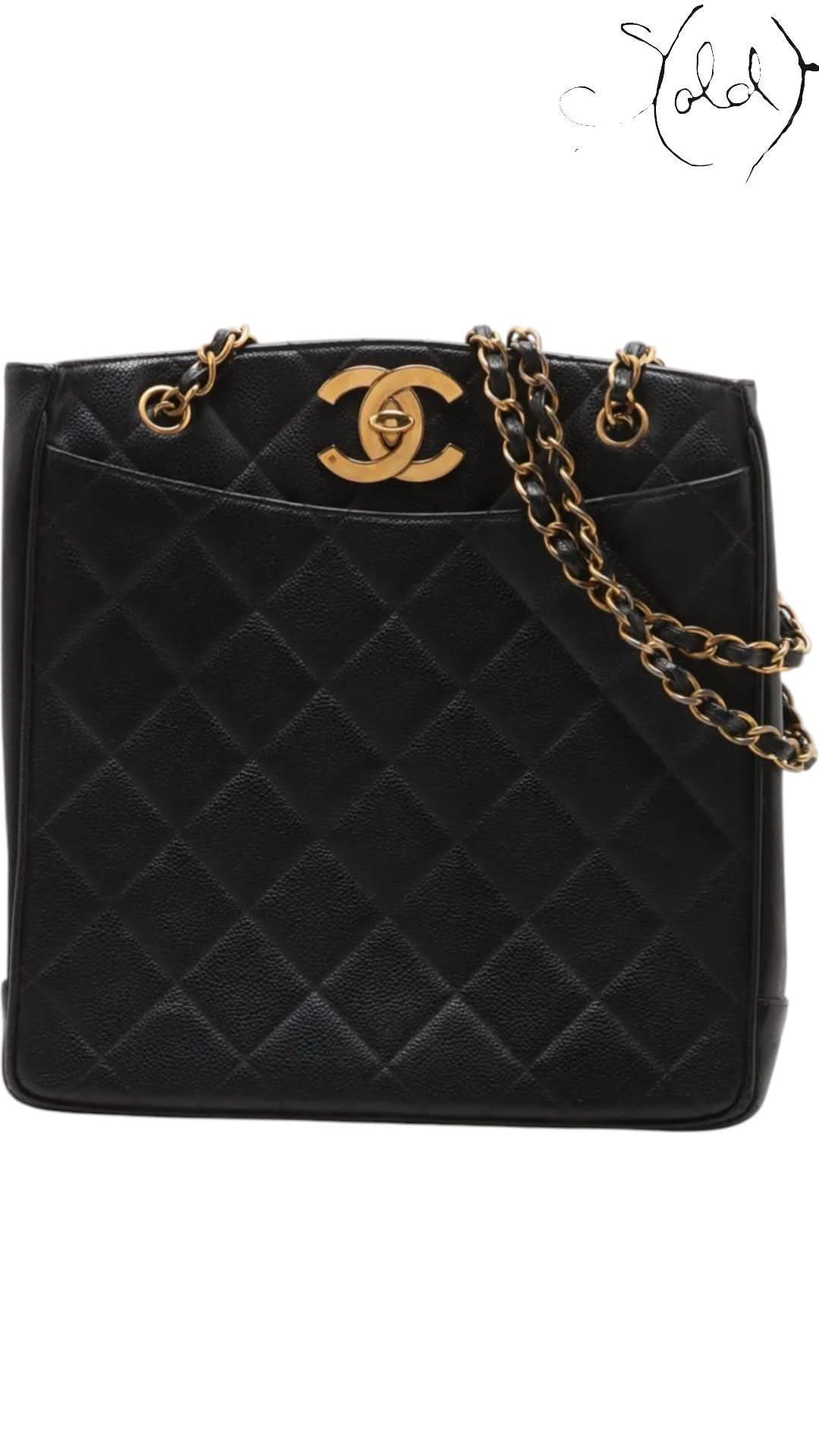 Chanel Shoulder Bag Chanel 1994 Caviar Tote Black Leather Series 1 Gold - Plated Hardware Vintage Icon | Sold Attire