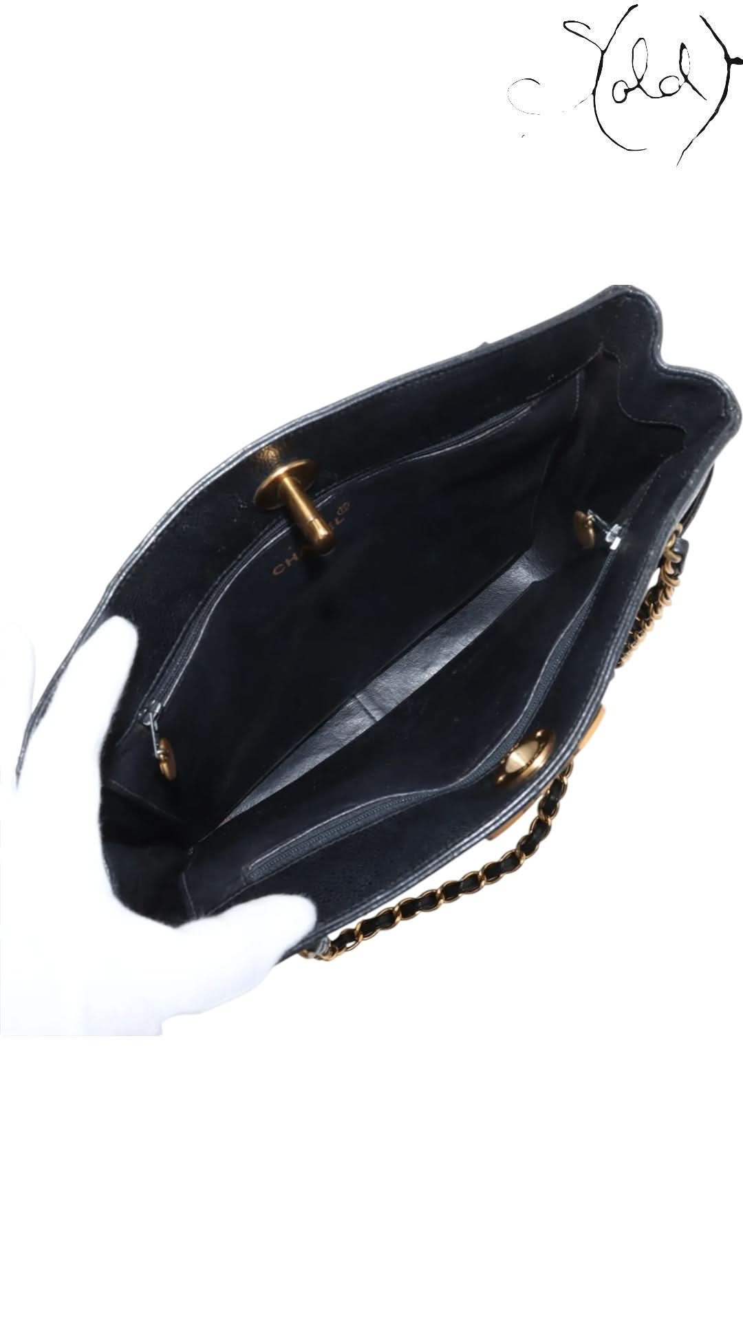 Chanel Shoulder Bag Chanel 1994 Caviar Tote Black Leather Series 1 Gold - Plated Hardware Vintage Icon | Sold Attire