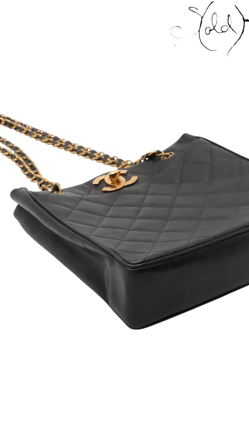 Chanel 1994 Caviar Tote Black Leather Series 1 Gold-Plated Hardware Vintage Icon, Hardware detail | Sold Attire