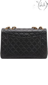 Chanel Maxi Flap Black Lambskin Double Chain Bag Gold Hardware, Back view | Sold Attire