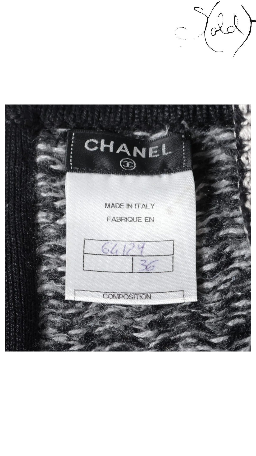 Sold Attire black wool pencil skirt, size FR 38, with Chanel logo and composition label.