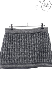 Sold Attire black and grey knit mini skirt with ribbed texture and elasticated waistband.