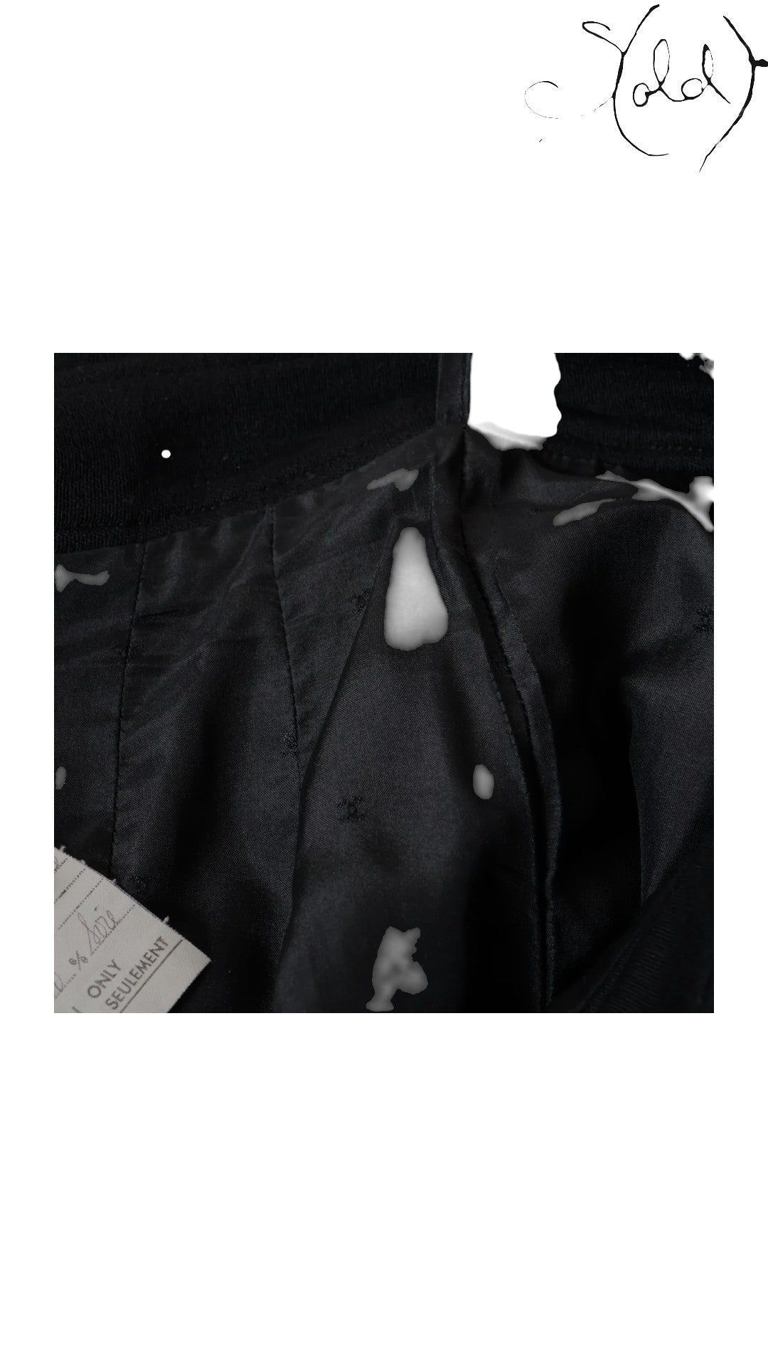 Chanel Boutique Coco Button Wool Skirt - Black Wool Size 36 - Vintage Made in France, Strap detail | Sold Attire