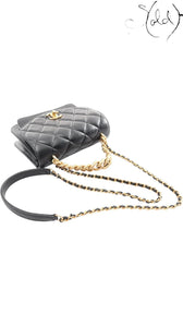 Chanel Timeless Classique Top handle – Black Lambskin & Caviar Leather, Hardware detail | Sold Attire