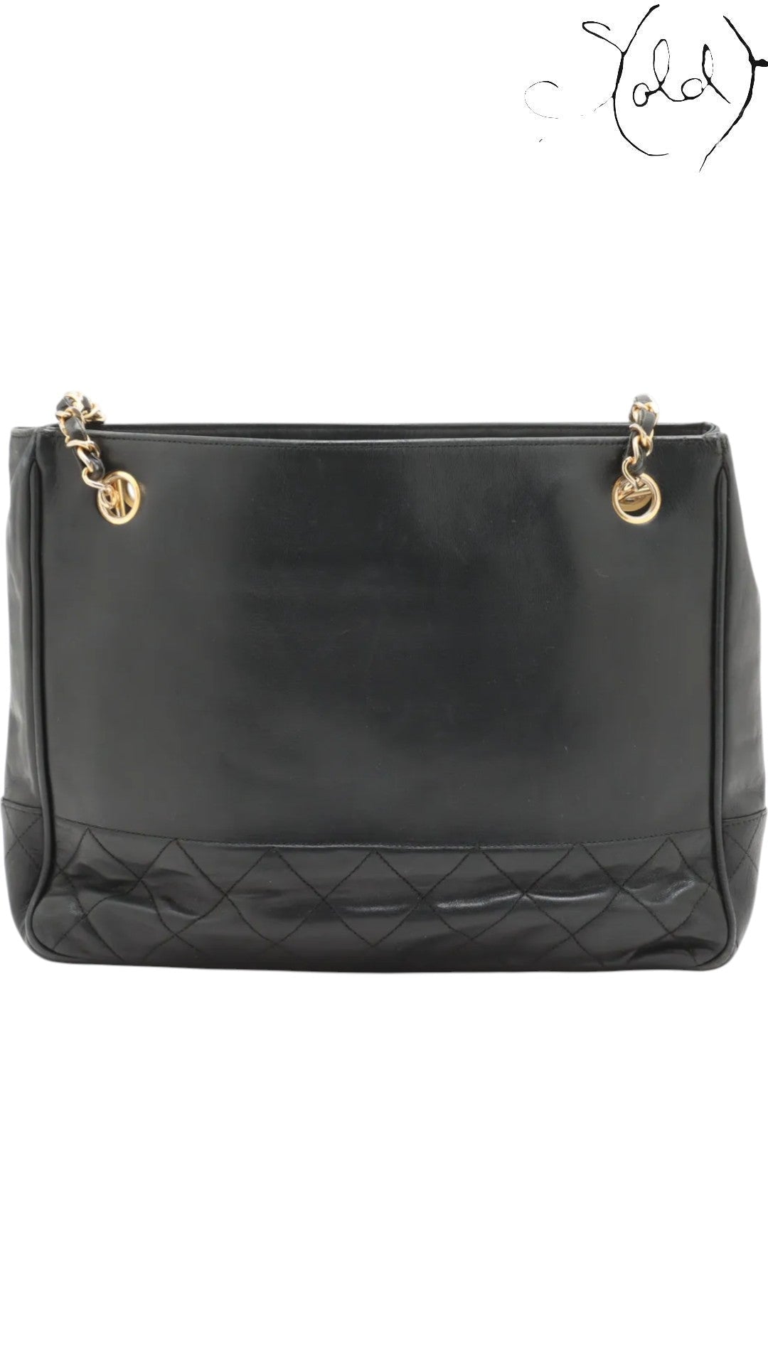 Chanel Tote Bag Chanel Vintage 1980s Matelassé Lambskin Chain Tote Black Gold | Sold Attire