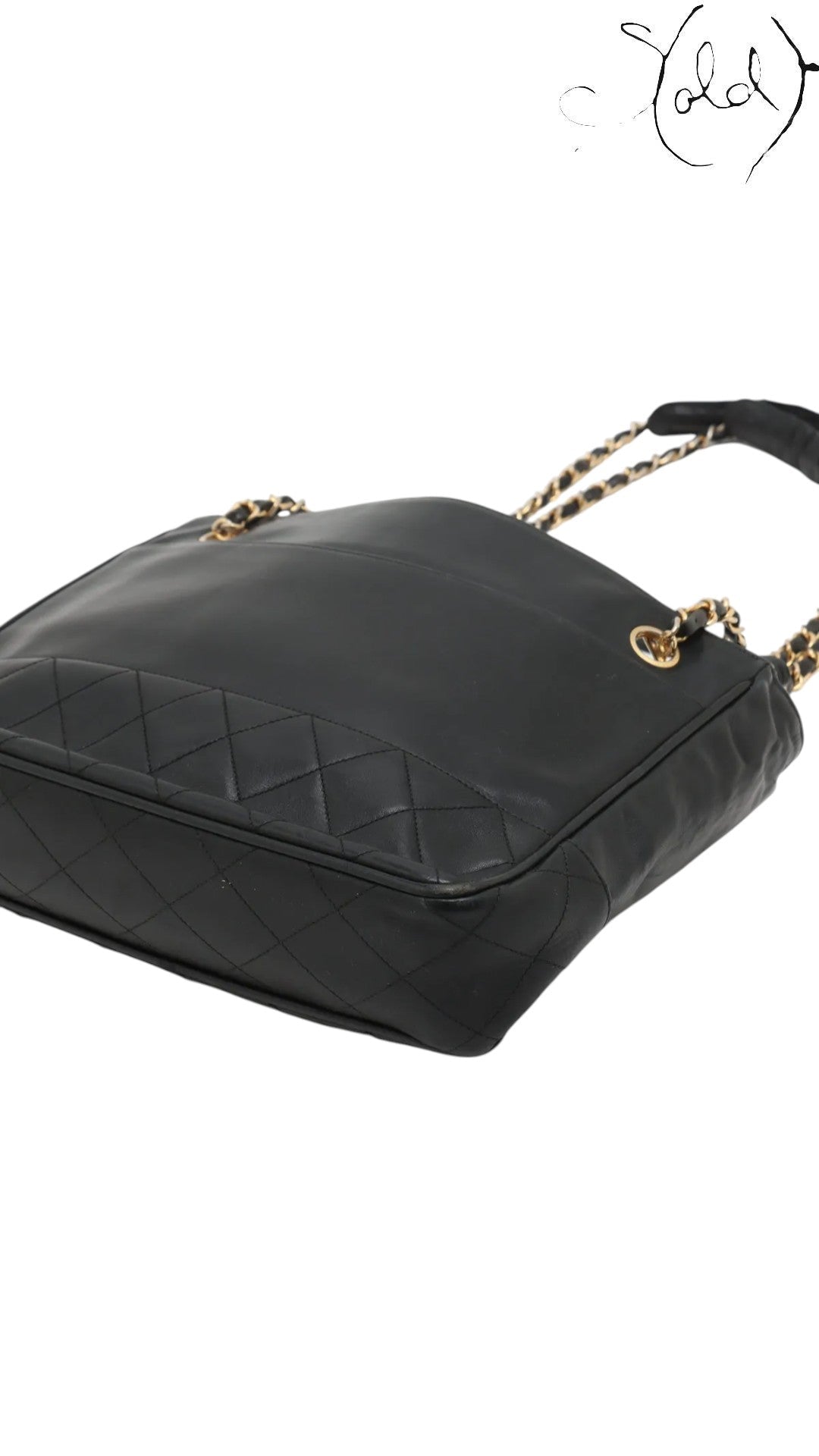 Chanel Tote Bag Chanel Vintage 1980s Matelassé Lambskin Chain Tote Black Gold | Sold Attire
