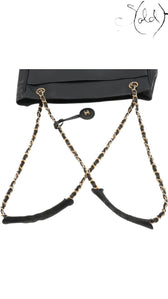 Chanel Vintage 1980s Matelassé Lambskin Chain Tote Black Gold, Hardware detail | Sold Attire