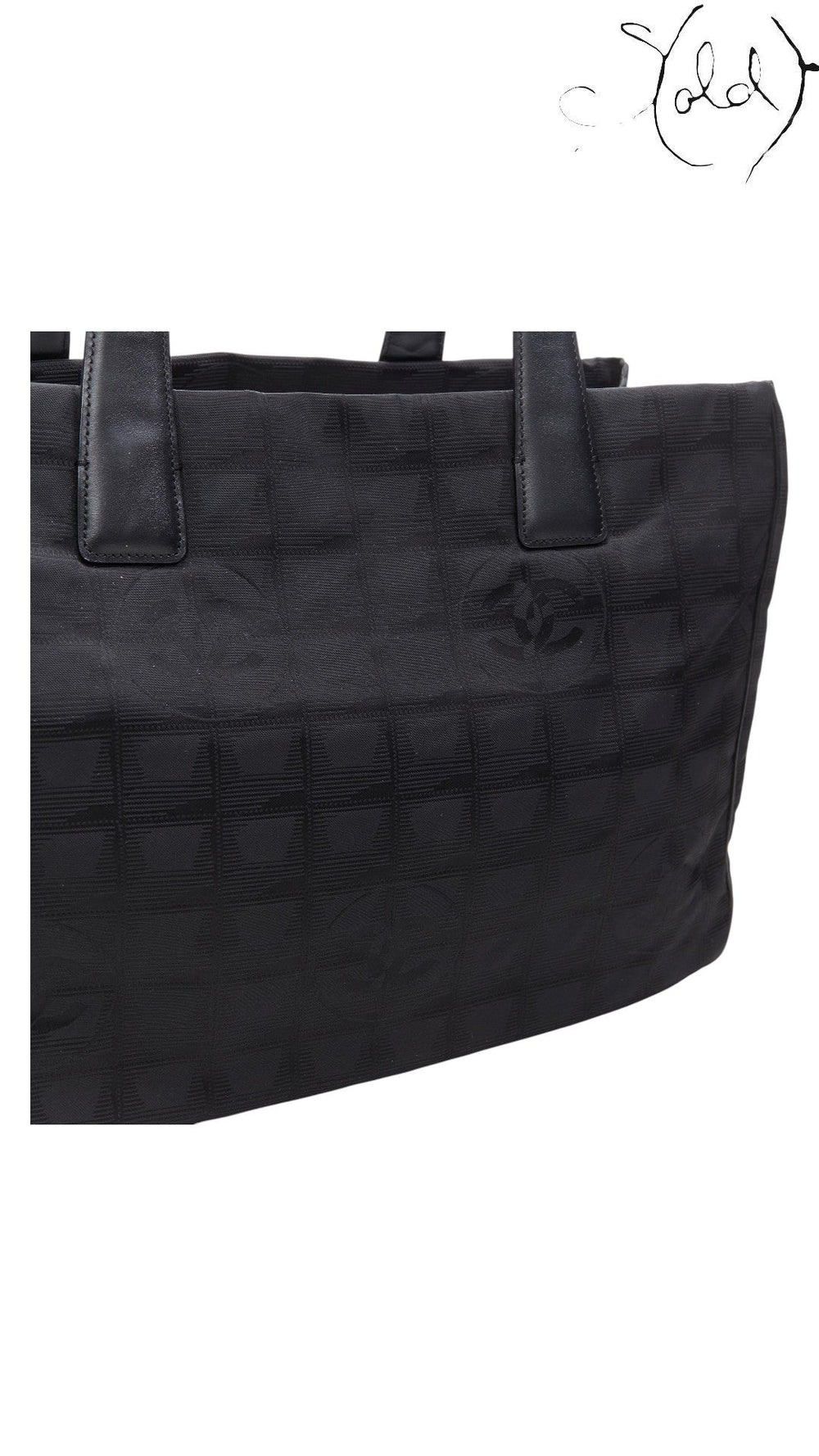 Chanel Travel Ligne Tote Bag Black Nylon Leather 2003 | Sold Attire Cairo, Detail view | Sold Attire