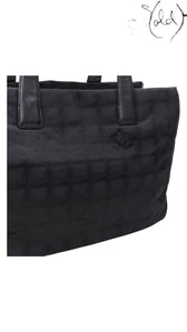 Chanel Travel Ligne Tote Bag Black Nylon Leather 2003 | Sold Attire Cairo, Detail view | Sold Attire