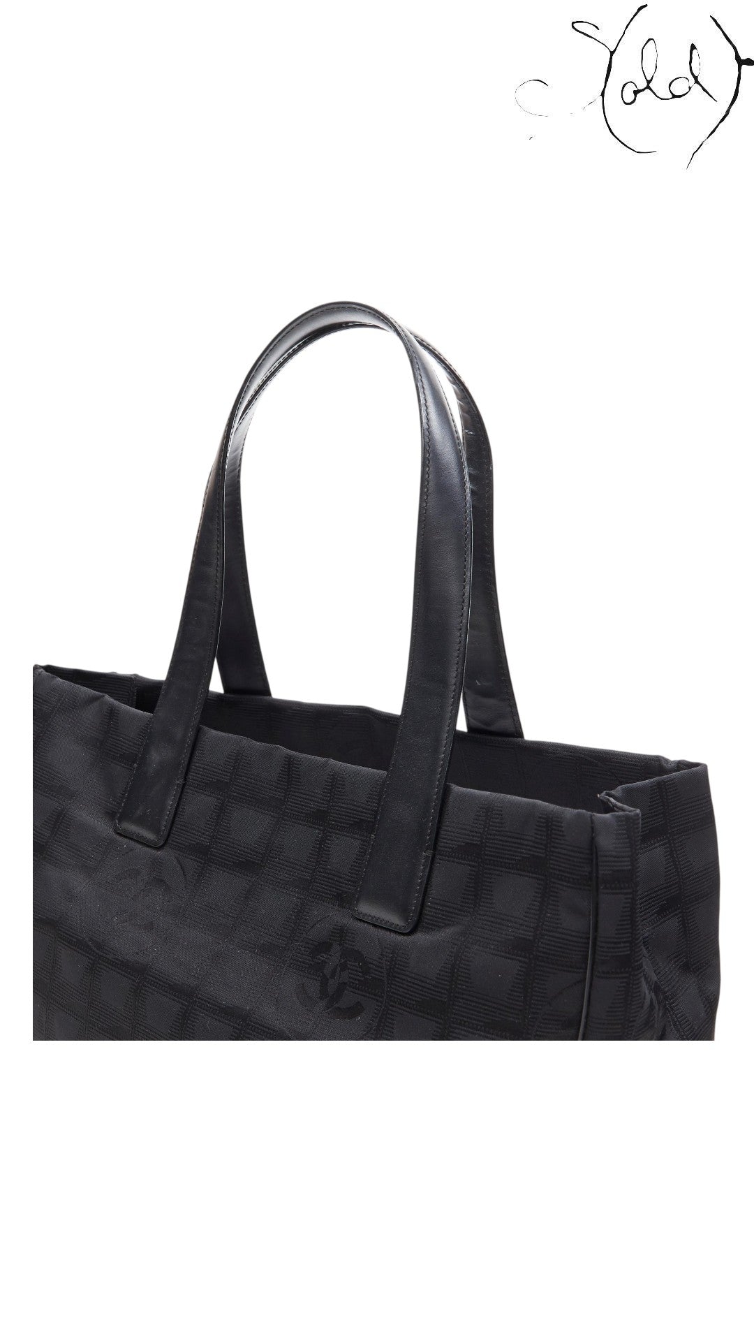 Chanel Travel Ligne Tote Bag Black Nylon Leather 2003 | Sold Attire Cairo, Interior view | Sold Attire