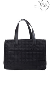 Chanel Travel Ligne Tote Bag Black Nylon Leather 2003 | Sold Attire Cairo, Back view | Sold Attire