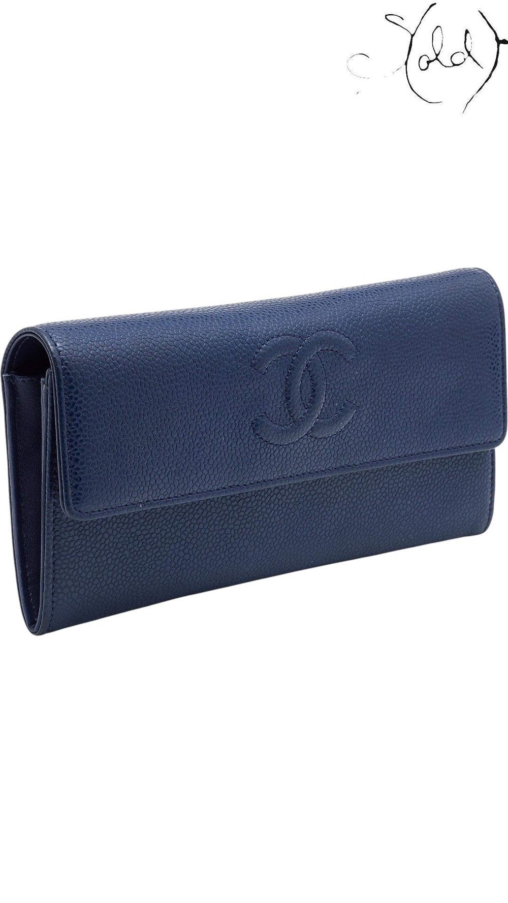 Chanel Blue Caviar CC Flap Wallet back view