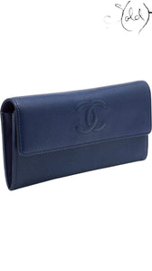 Chanel Blue Caviar CC Flap Wallet back view