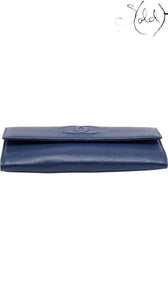 Chanel blue caviar wallet interior lining detail
