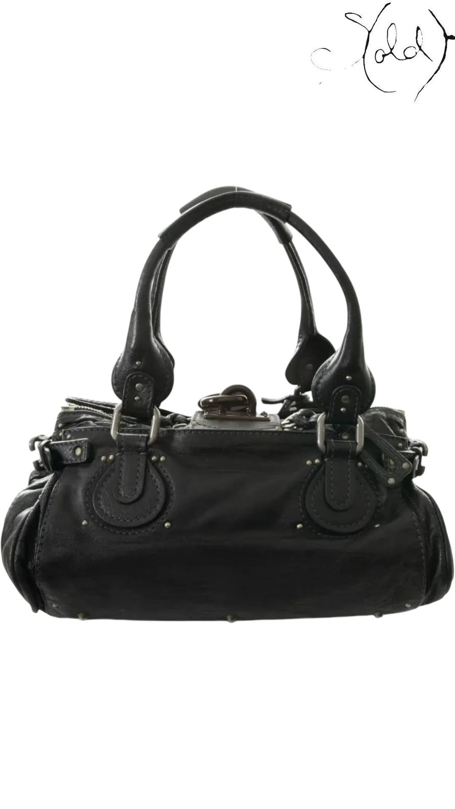 Chloé Paddington Black Leather Bag Phoebe Philo Era 2000s Icon, Back view | Sold Attire