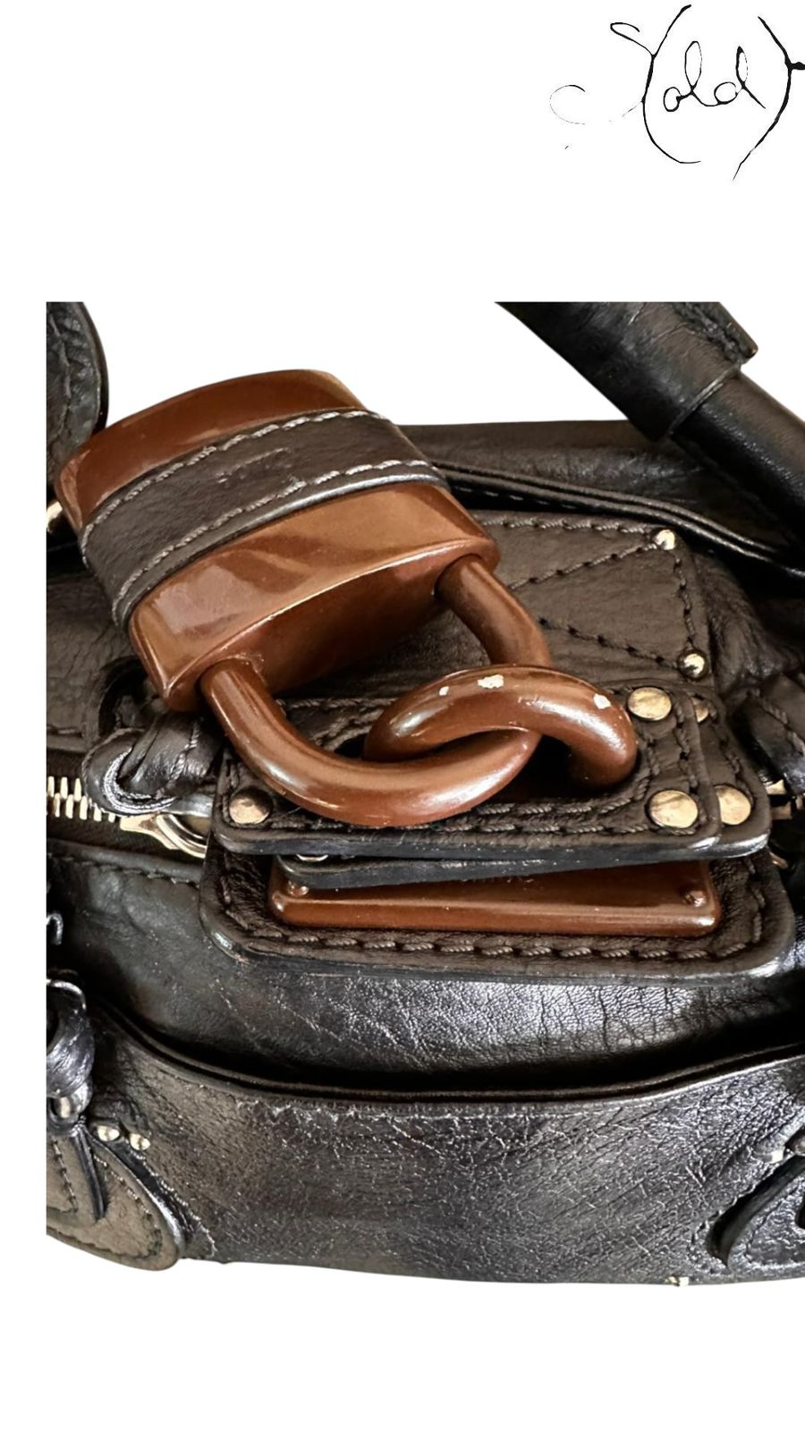 Chloé Paddington Black Leather Bag Phoebe Philo Era 2000s Icon, Base view | Sold Attire