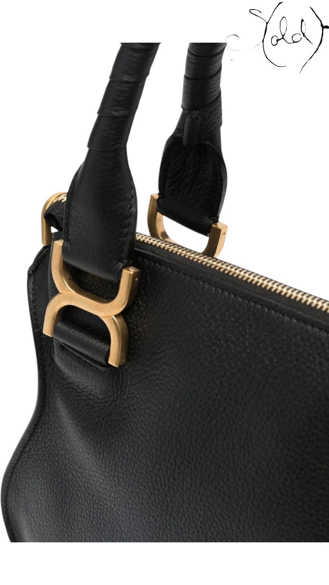 Chloé Marcie Leather Tote Bag Black Calf | Sold Attire, Authenticated Pre - Owned | Sold Attire