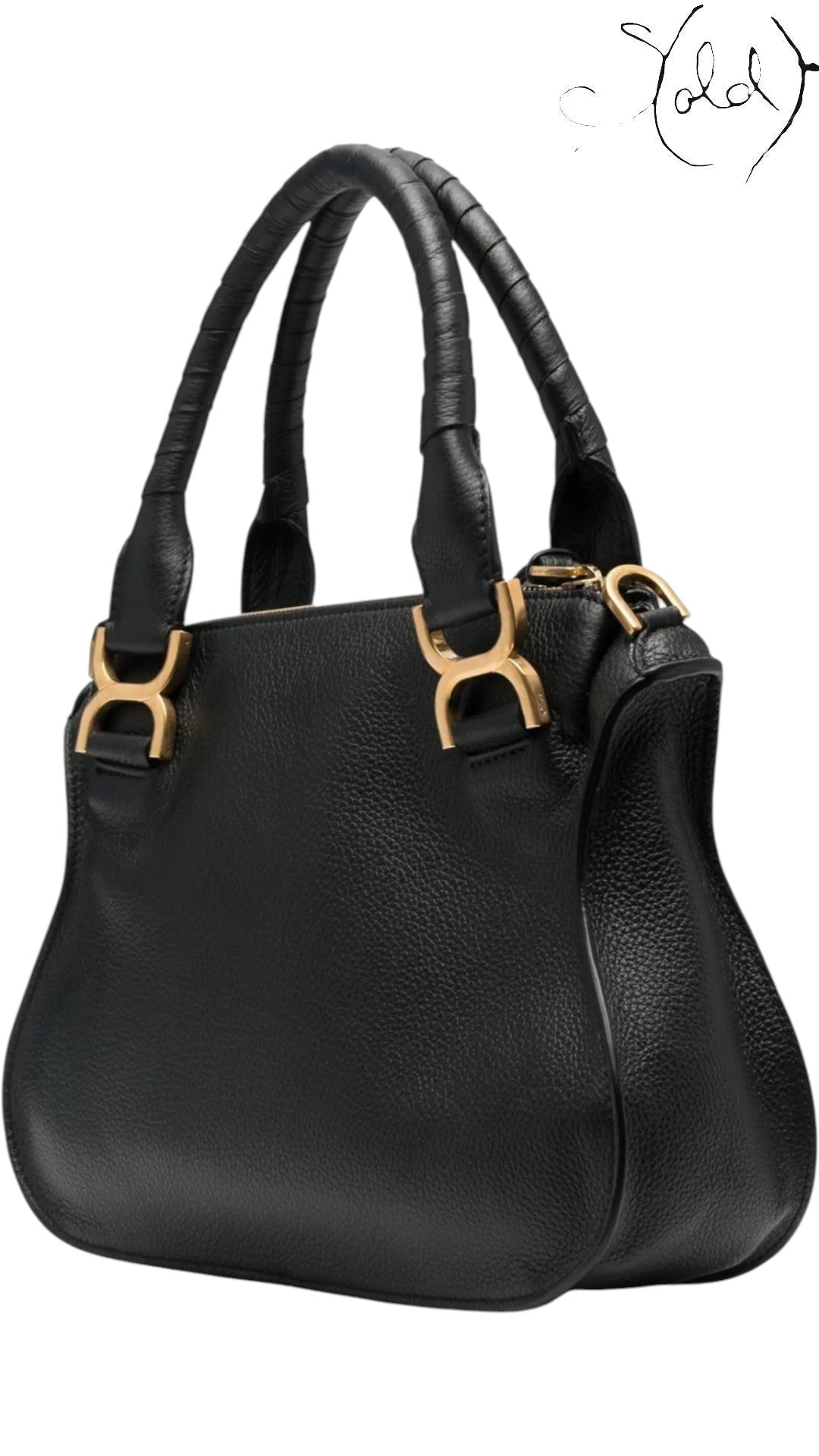 Chloé Marcie Leather Tote Bag Black Calf | Sold Attire, Authenticated Pre - Owned | Sold Attire