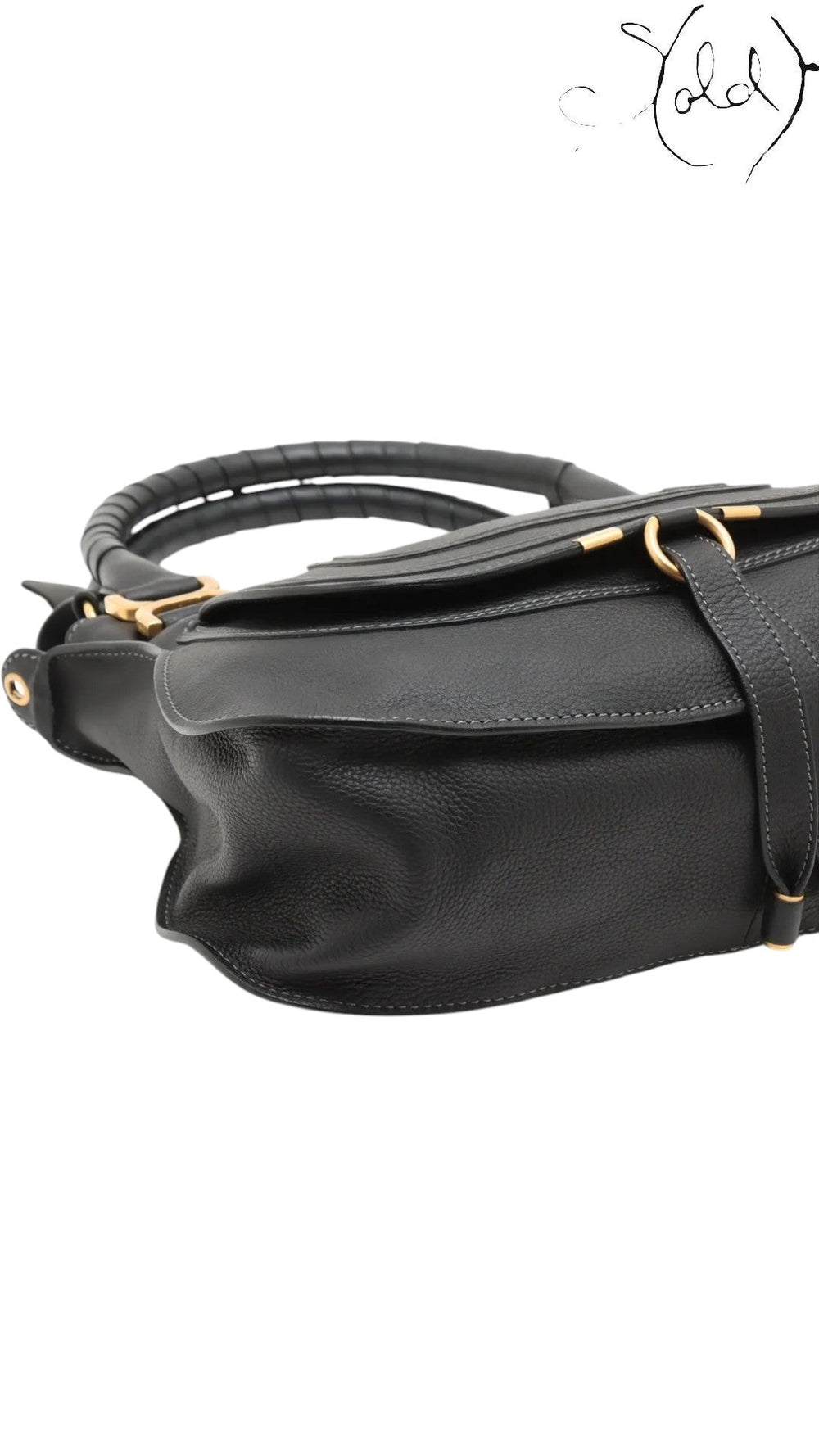 Chloé Marcie Leather Tote Bag Black Calf | Sold Attire, Authenticated Pre - Owned | Sold Attire