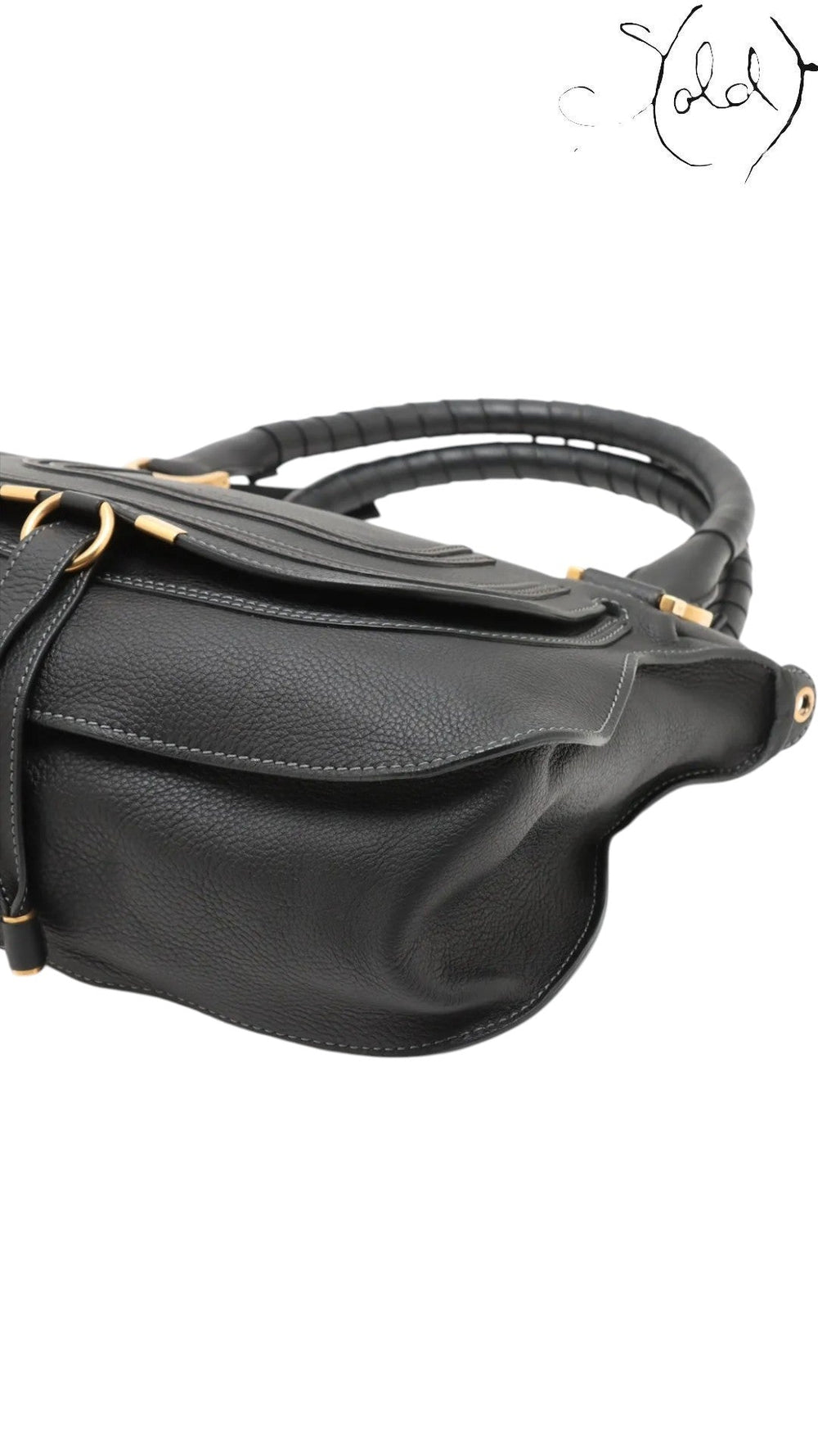 Chloé Marcie Leather Tote Bag Black Calf | Sold Attire, Authenticated Pre - Owned | Sold Attire