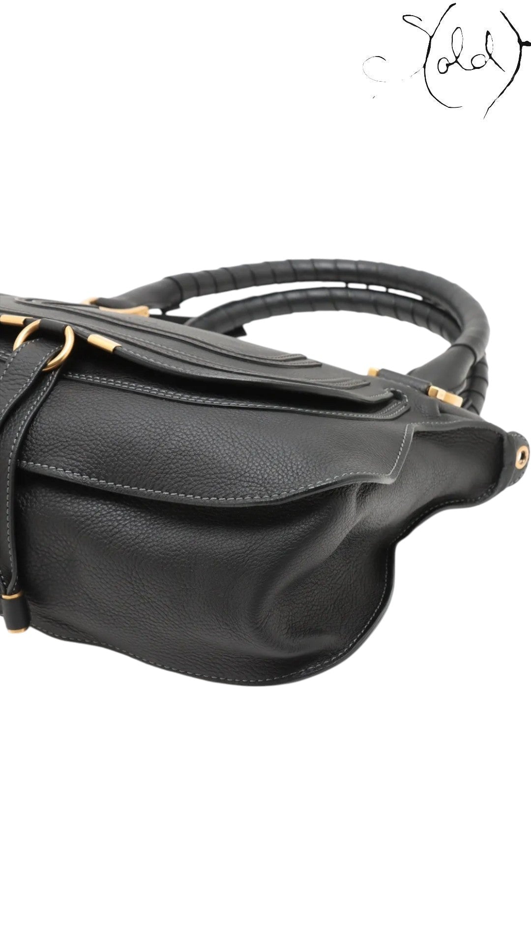Chloé Marcie Leather Tote Bag Black Calf | Sold Attire, Authenticated Pre - Owned | Sold Attire