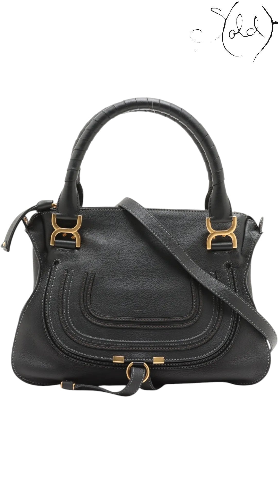Chloé Marcie Leather Tote Bag Black Calf | Sold Attire — Authenticated Pre - Owned | Sold Attire