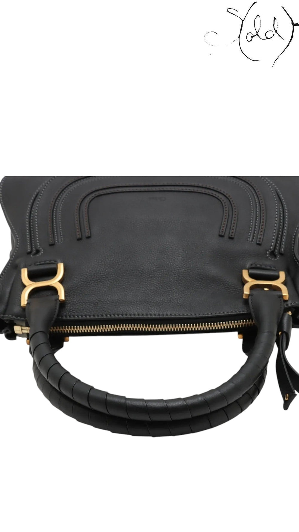 Chloé Marcie Leather Tote Bag Black Calf | Sold Attire, Authenticated Pre - Owned | Sold Attire