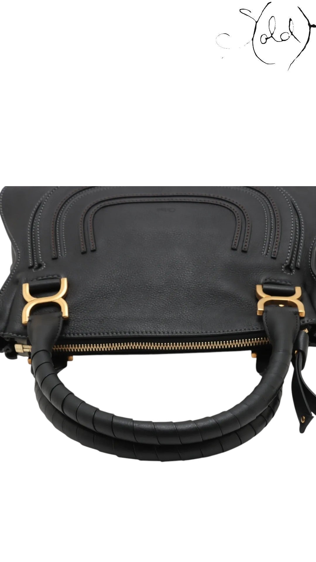 Chloé Marcie Leather Tote Bag Black Calf | Sold Attire, Authenticated Pre - Owned | Sold Attire